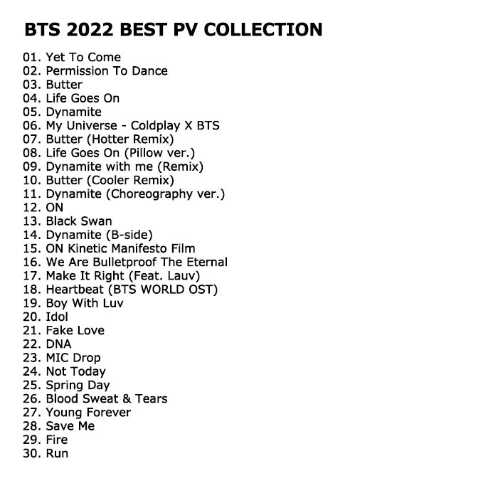 【K-POP】BTS 2022 BEST PV COLLECTION／Yet To Come permission to dButter Life Goes On Dynamite Black Swan ON